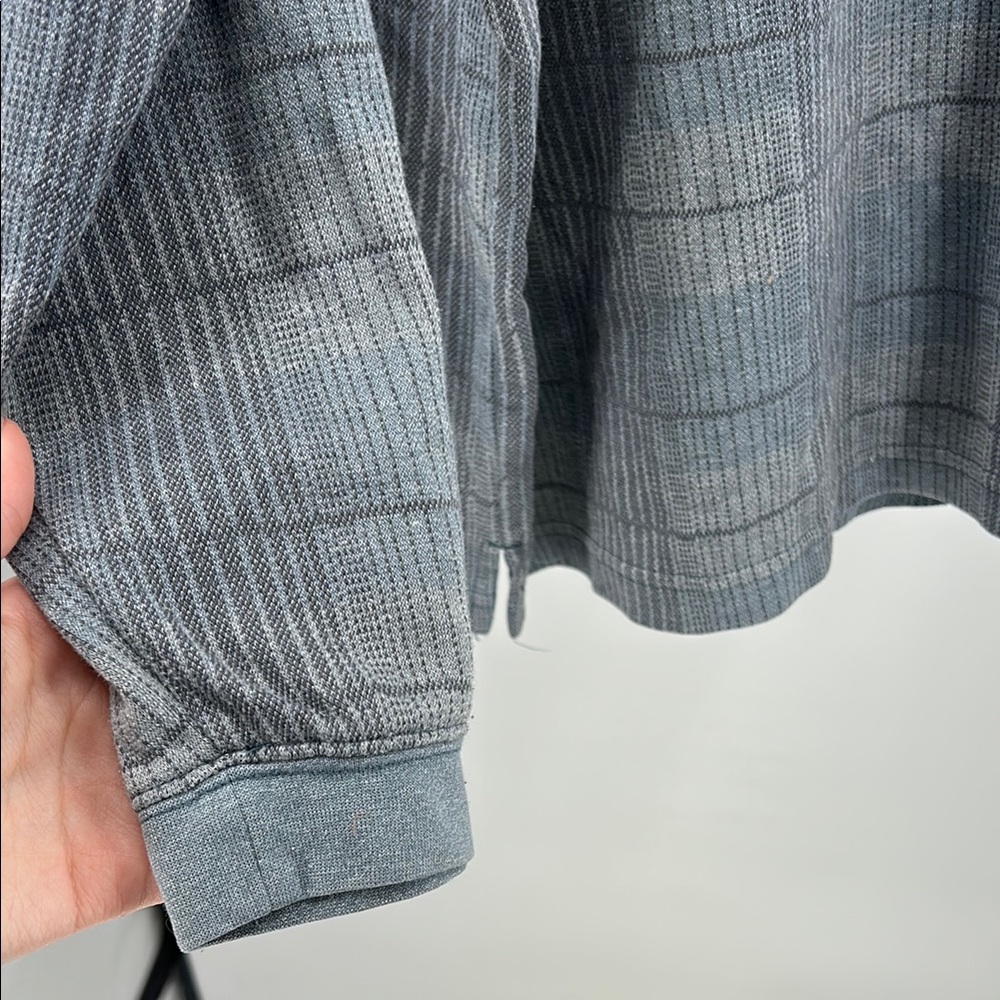 Haggar Blue and Gray long sleeve thick Polo Shirt XXL work office plaid - Picture 7 of 10